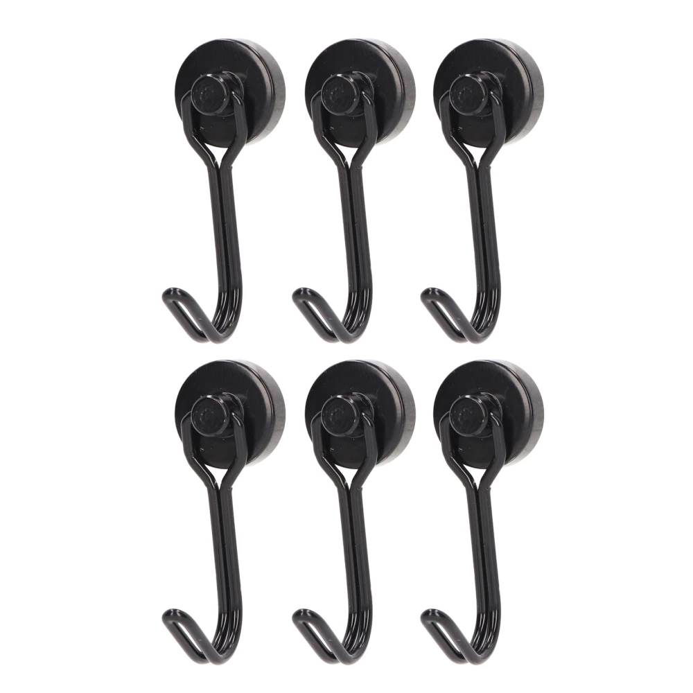 6Pcs Swing Magnetic Hooks Small Light Stable Hooks Rack for Organization Installation 0 to 5KG Black