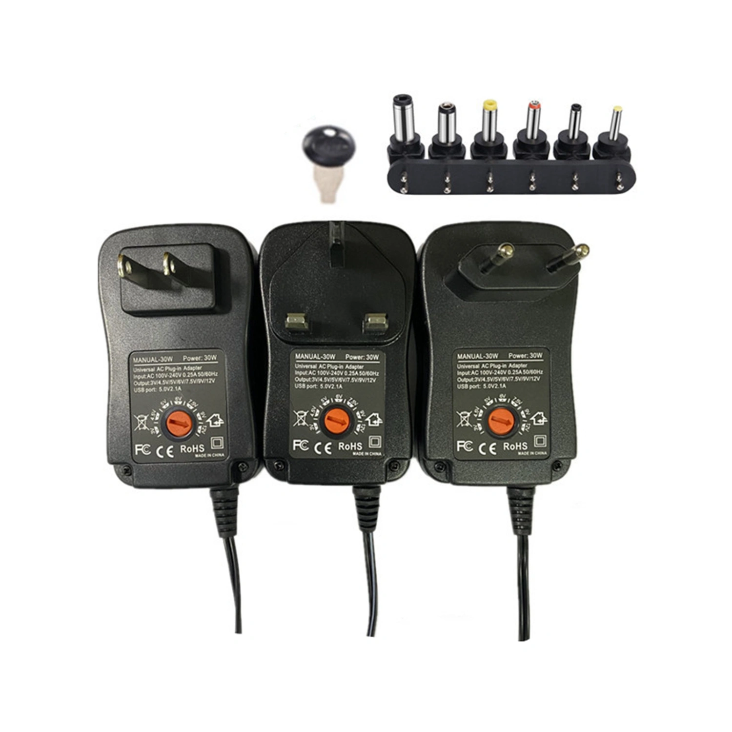 Power Supply Universal Adapter Wear Resistant Plastic Adjustable Power Adapter 2A 3-12V US Plug 30W