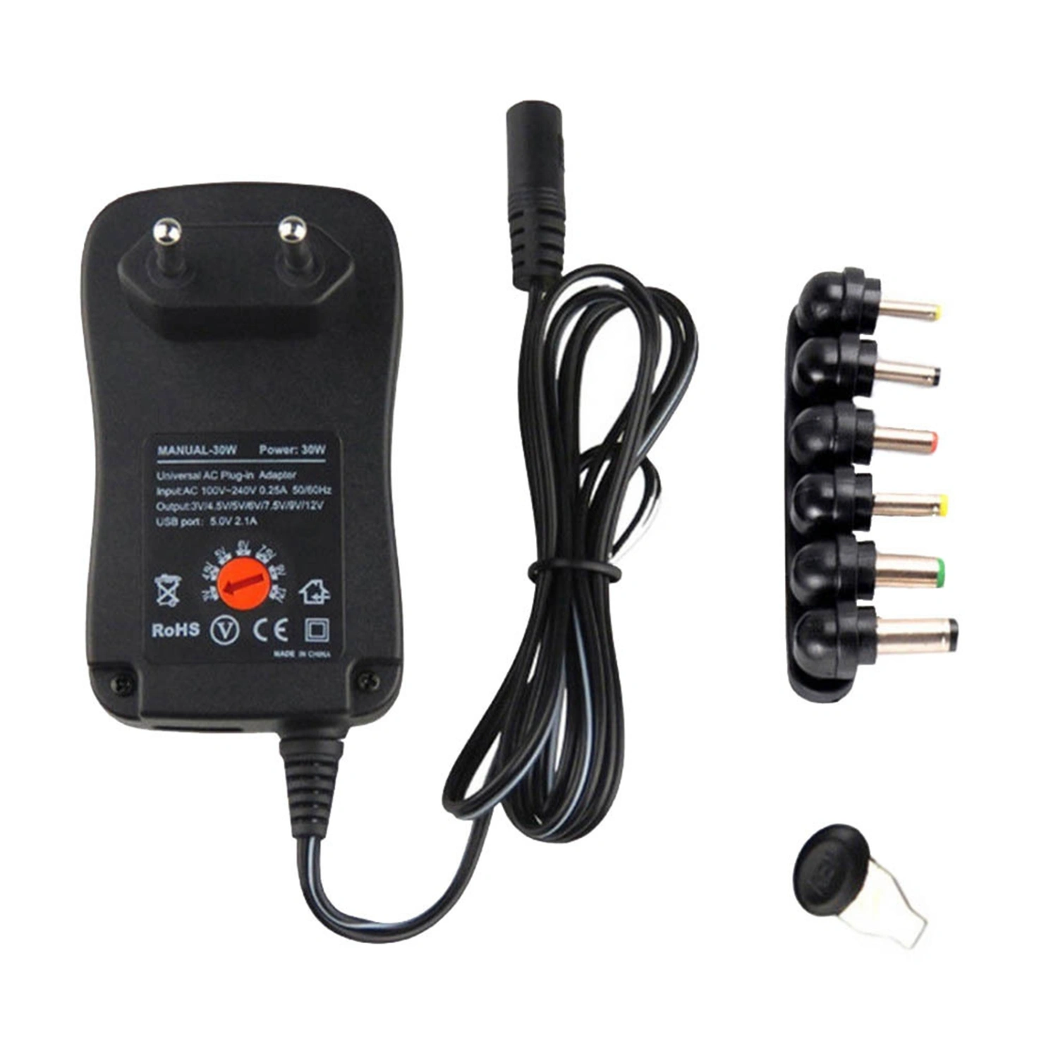 Power Supply Universal Adapter Wear Resistant Plastic Adjustable Power Adapter 2A 3-12V US Plug 30W