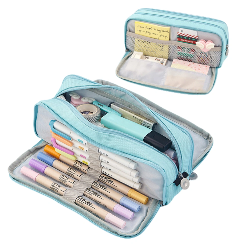 Canvas Pencil Case Large Capacity Pencil Cases Pencil Pouch with 3 Compartments for Kids School Stationary Office Storage Makeup Bag