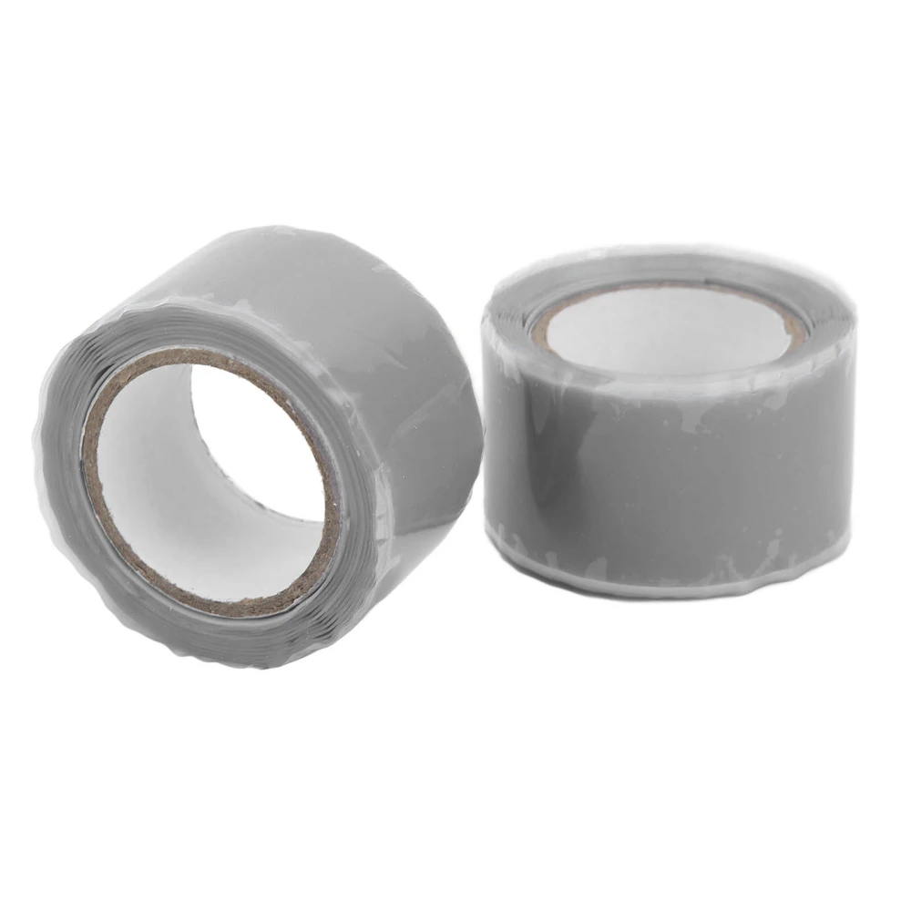 2PCS Self Fusing Silicone Tapes Insulation Waterproof Adhesive Tape for Water Pipe Hose Repairing Grey