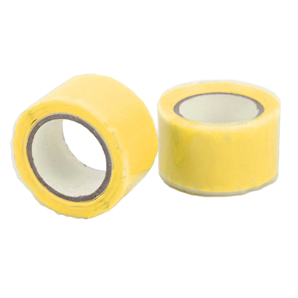 2PCS Self Fusing Silicone Tapes Insulation Waterproof Adhesive Tape for Water Pipe Hose Repairing Yellow