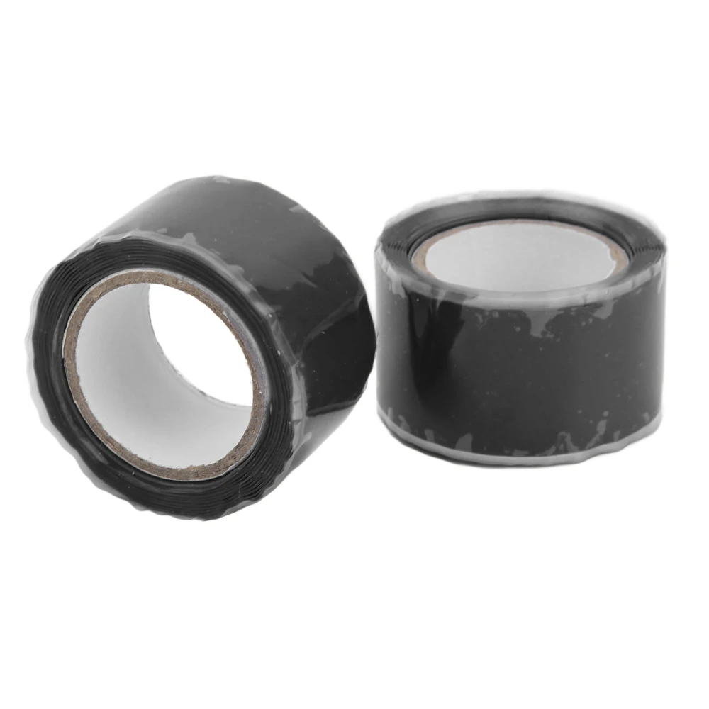 2PCS Self Fusing Silicone Tapes Insulation Waterproof Adhesive Tape for Water Pipe Hose Repairing Black