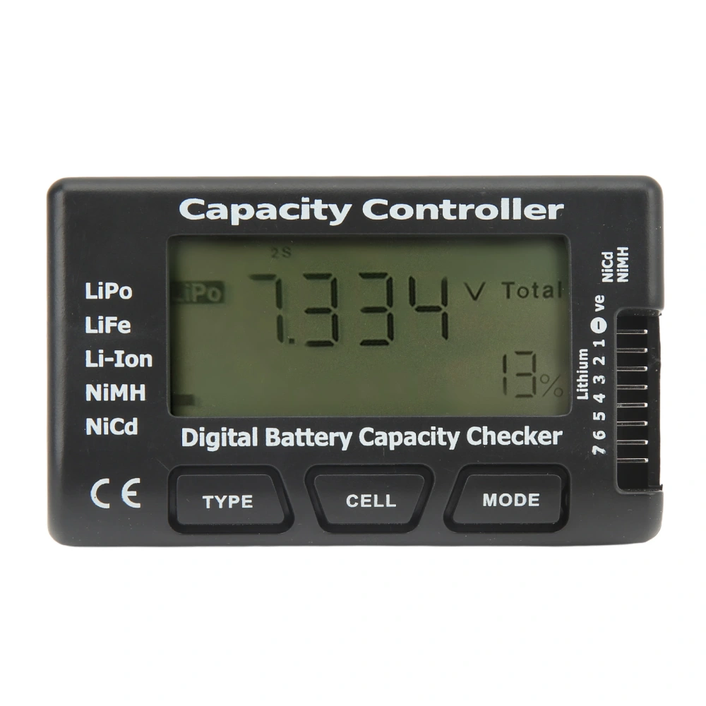 Battery Capacity Controller Voltage Tester Digital Display Meter Gauge for Li Ion NiCd NiMH