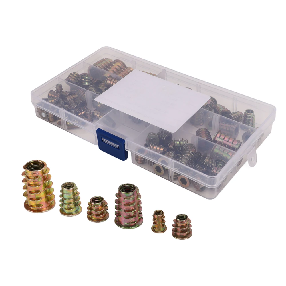 100Pcs Zinc Alloy Furniture Hex Drive Head Nuts Assortment Set with Storage Box High Hardness M4 M5 M6 M8 M10