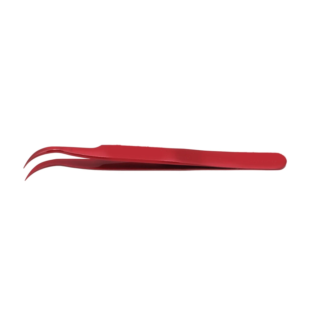 Tweezers Aluminium Alloy Curved Tip Antimagnetic Tool for Electronic Repair Maintenance Red