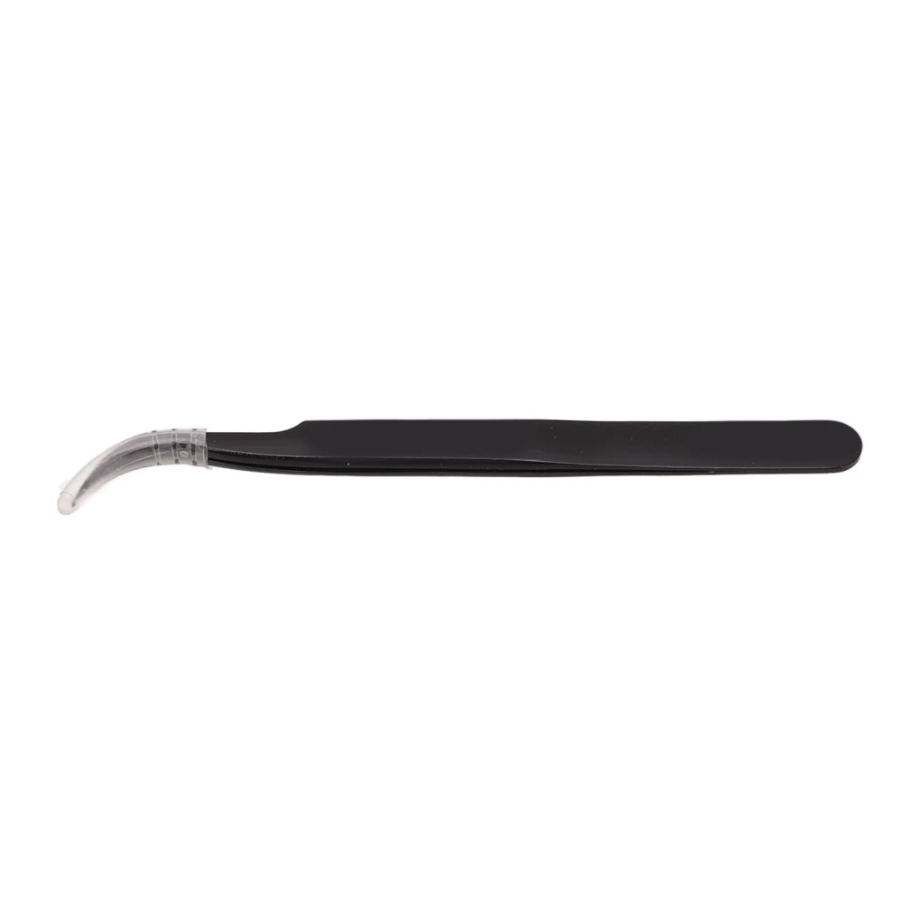 Tweezers Aluminium Alloy Curved Tip Antimagnetic Tool for Electronic Repair Maintenance Black