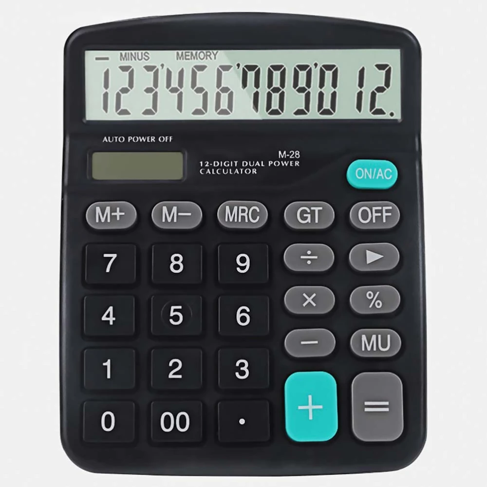 12 Digit Dual Power Basic Calculator Handheld Desktop Calculator with Large LCD Display Big Sensitive Button