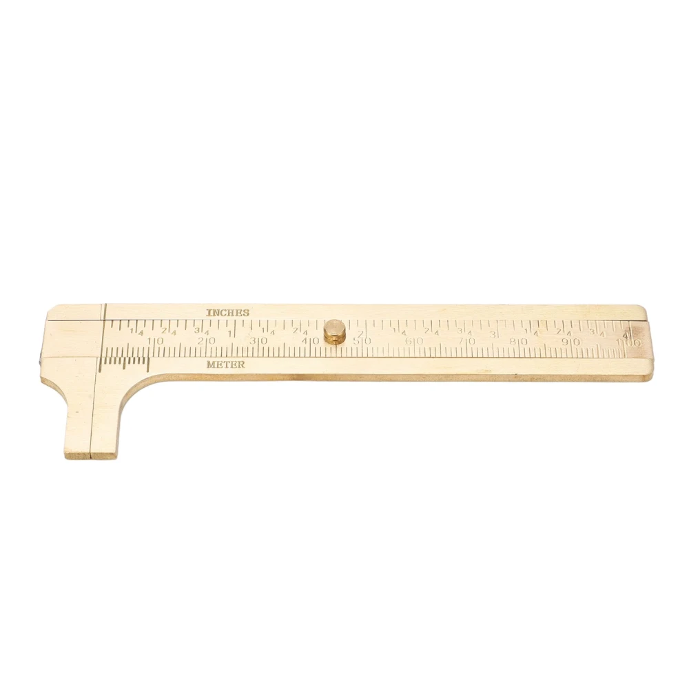 Vernier Caliper Brass Metric Inch Dual Scales Retro Style Measuring Tool for Repair 100mm Scale