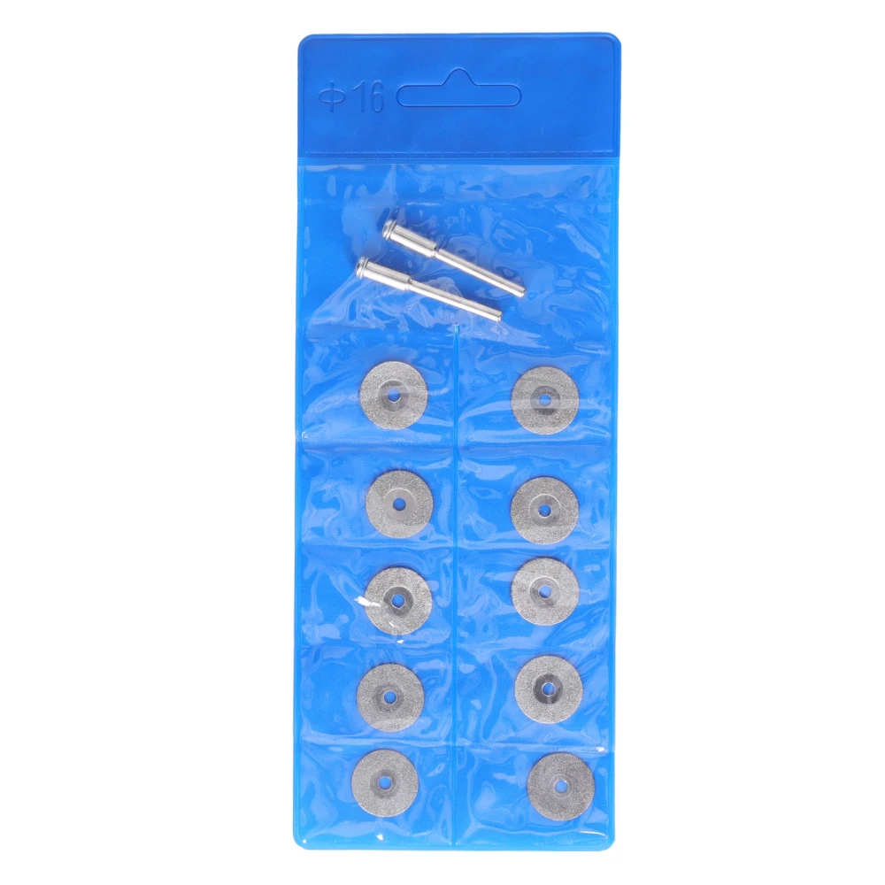 10PCS Thin Diamond Cutting Disc with Rod Round Grinding Sanding Wheel for Wood Metal Stone 16mm / 0.6in