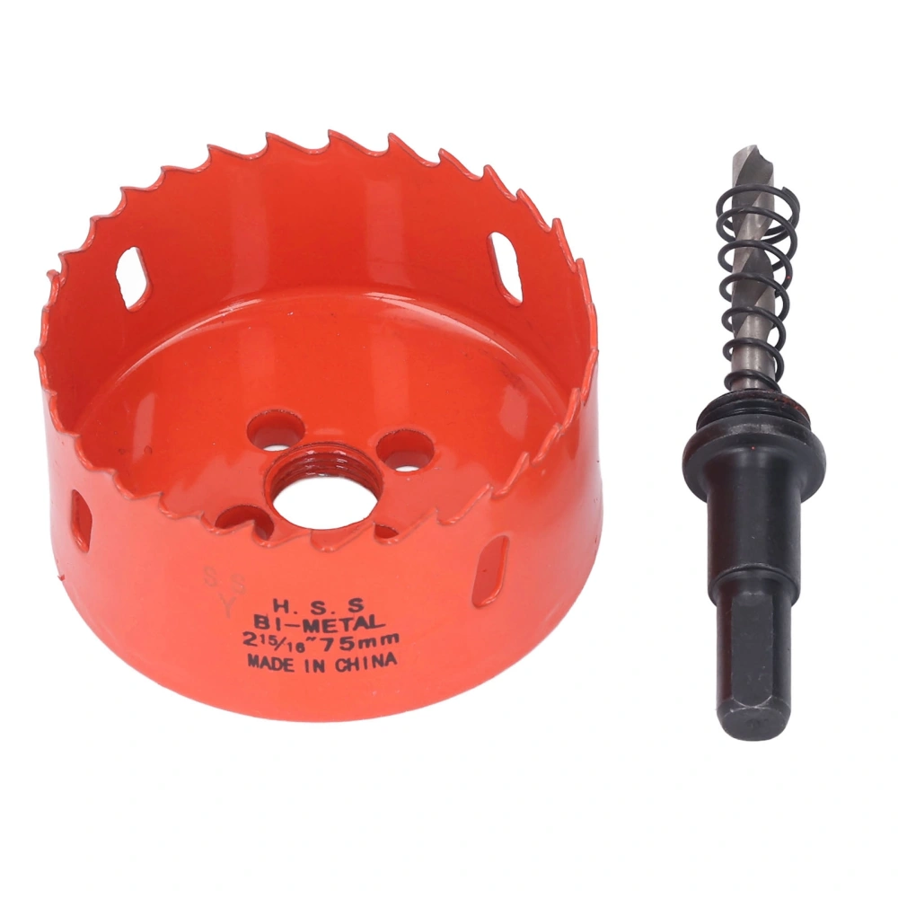 Hole Saw Bi Metal High Speed Steel Drill Bit Cutting Tool with Arbor for Wood PVC 75mm / 2.95in