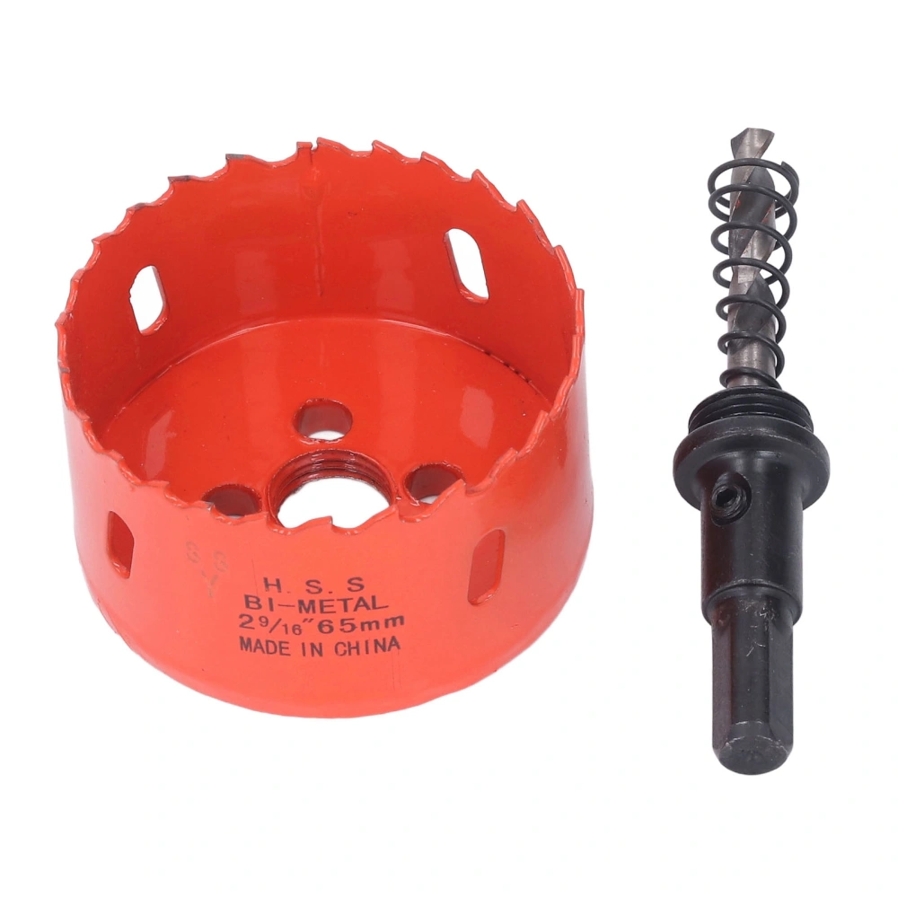 Hole Saw Bi Metal High Speed Steel Drill Bit Cutting Tool with Arbor for Wood PVC 65mm / 2.56in