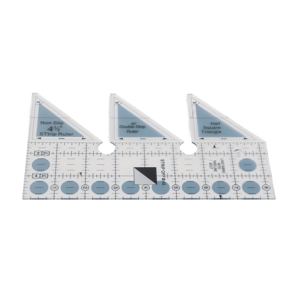 Ruler Grids 45/60/90 Degree Double Strip Ruler Transparent Acrylic Non Slip Quarter Triangle Cutting Guide for Sewing