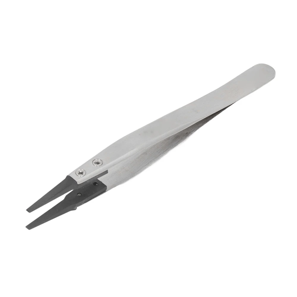 Non Static Tweezers Stainless Steel PPS Matt Sandblasted with Replaceable Straight Flat Tip