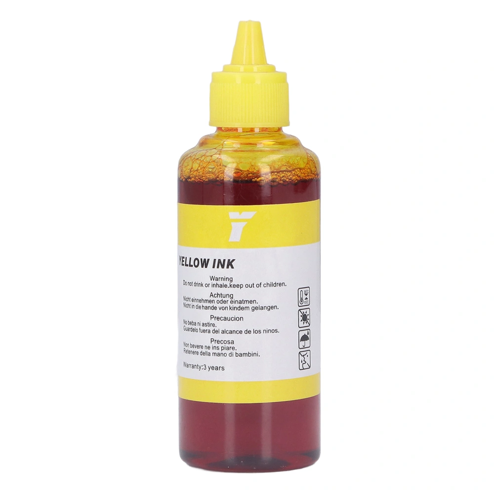 100ML Capacity Printing Ink Bottled High Purity Refill Ink Replacement for HP Printer Yellow