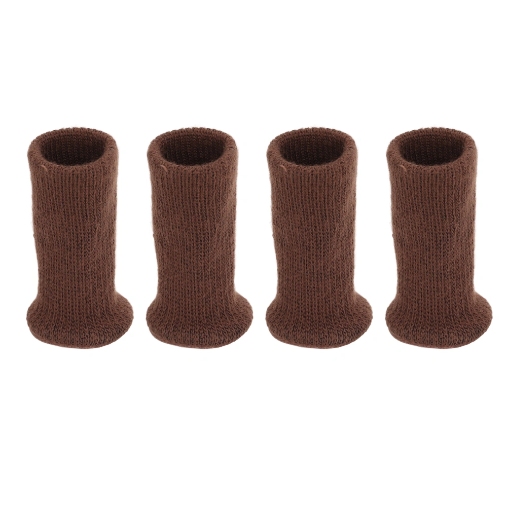 4Pcs Furniture Leg Socks Covers Mute Non Slip Wear Resistant Knitted Chair Leg Floor Protectors Dark Brown