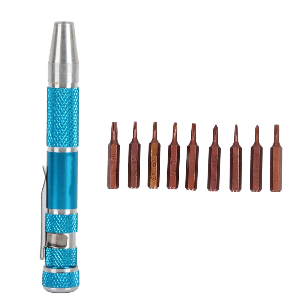 Screwdriver Bit Set Portable Portable Pen Type Screwdriver with 9 Specifications Bits for Electronic Component