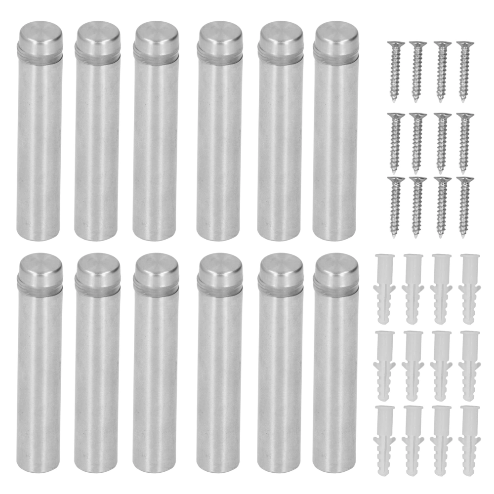 12PCS Stainless Steel Standoff Screw 12x60MM Sign Holder Mounting Screws with Wall Anchors