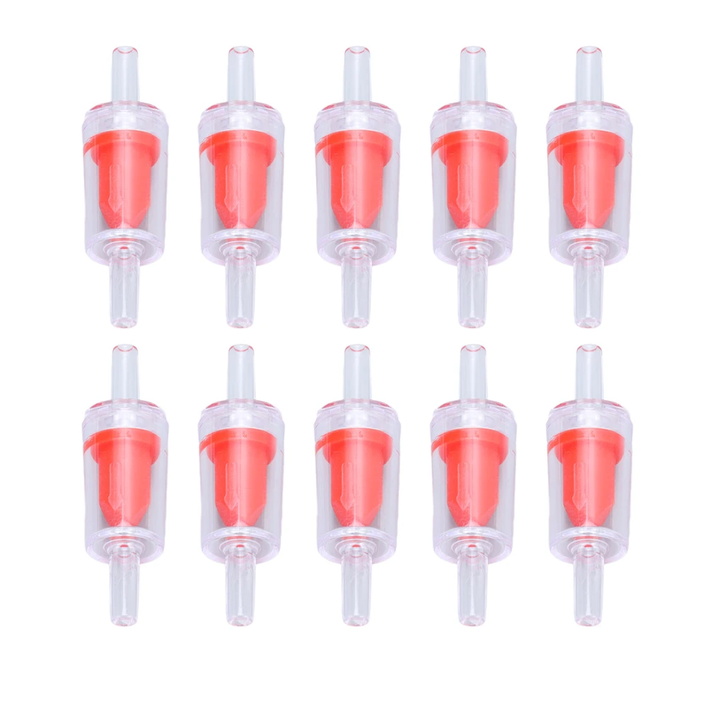 10 Pcs Check Valve 4mm PP Air Pump Aquarium 1 Way Water Stop Check Valve for Fish Tank Red