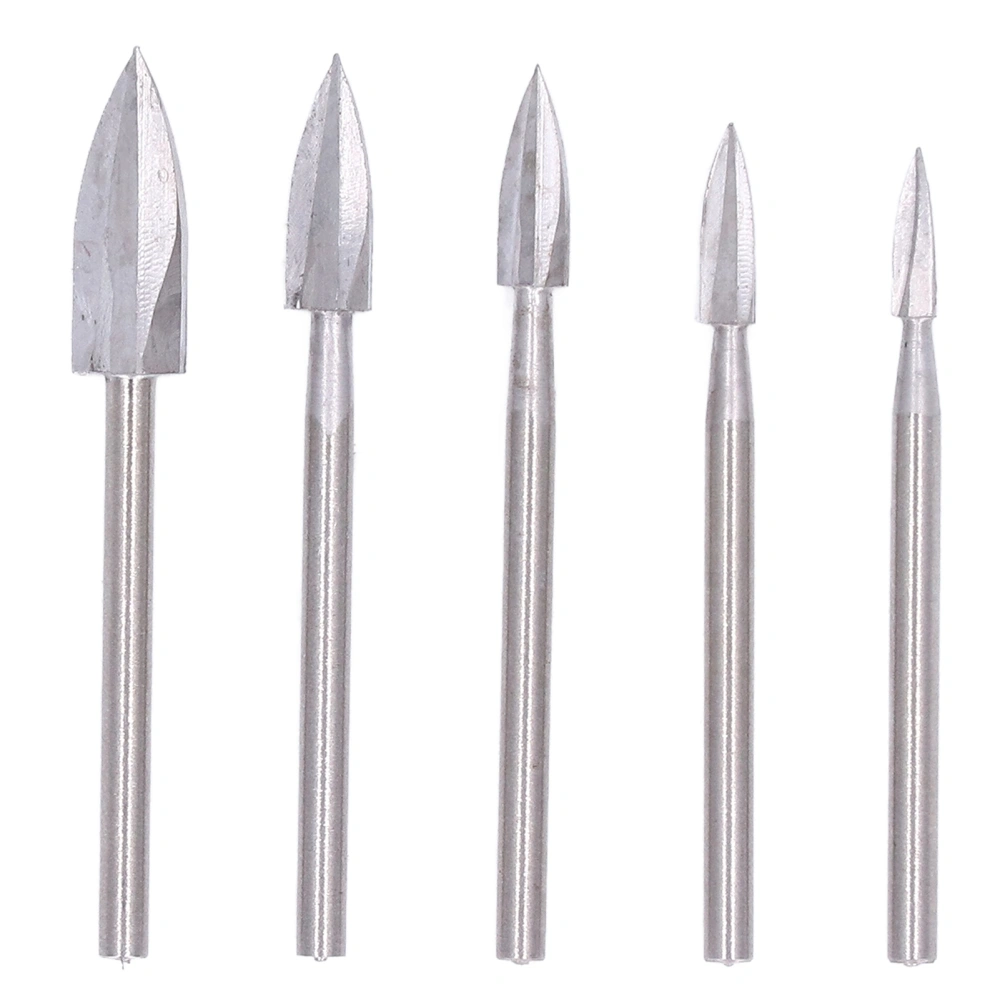 5PCS 3 Flute Wood Carving Knife High Speed Steel Engraving Grinding Drills for Woodworking