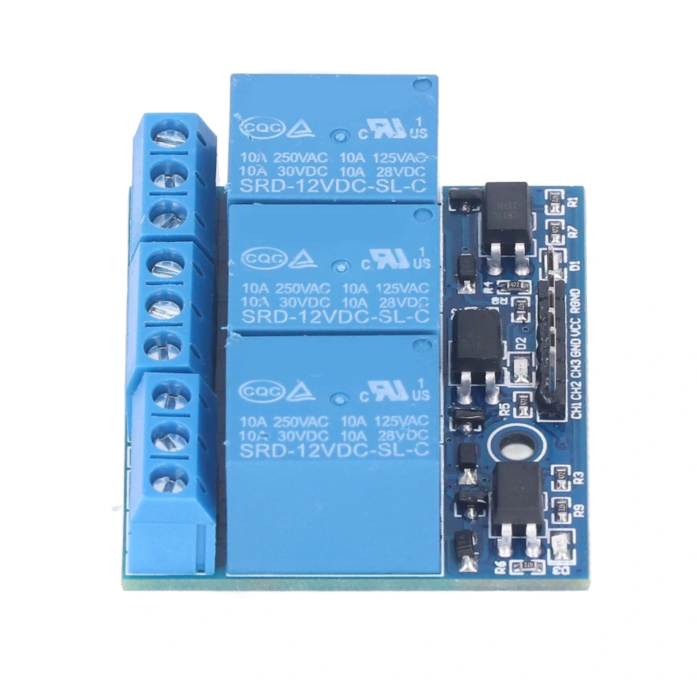 3 Channel Relay Module High Voltage Relay Board with Isolated Optocoupler High Low Level Trigger12V 3.3V-12V Trigger