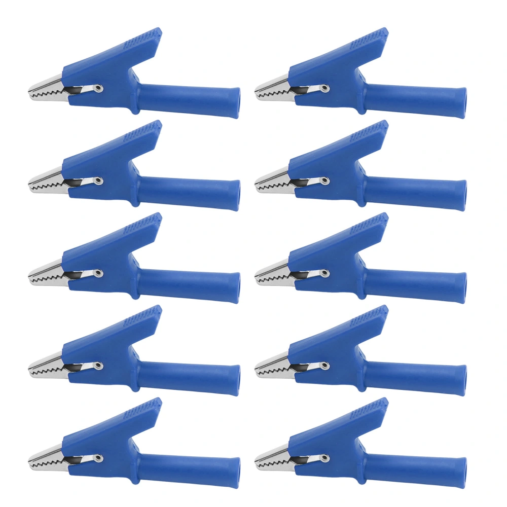 10Pcs Crocodile Clip Testing Clamp 10mm Opening 10A with 4mm Socket Accessory Set KitBlue