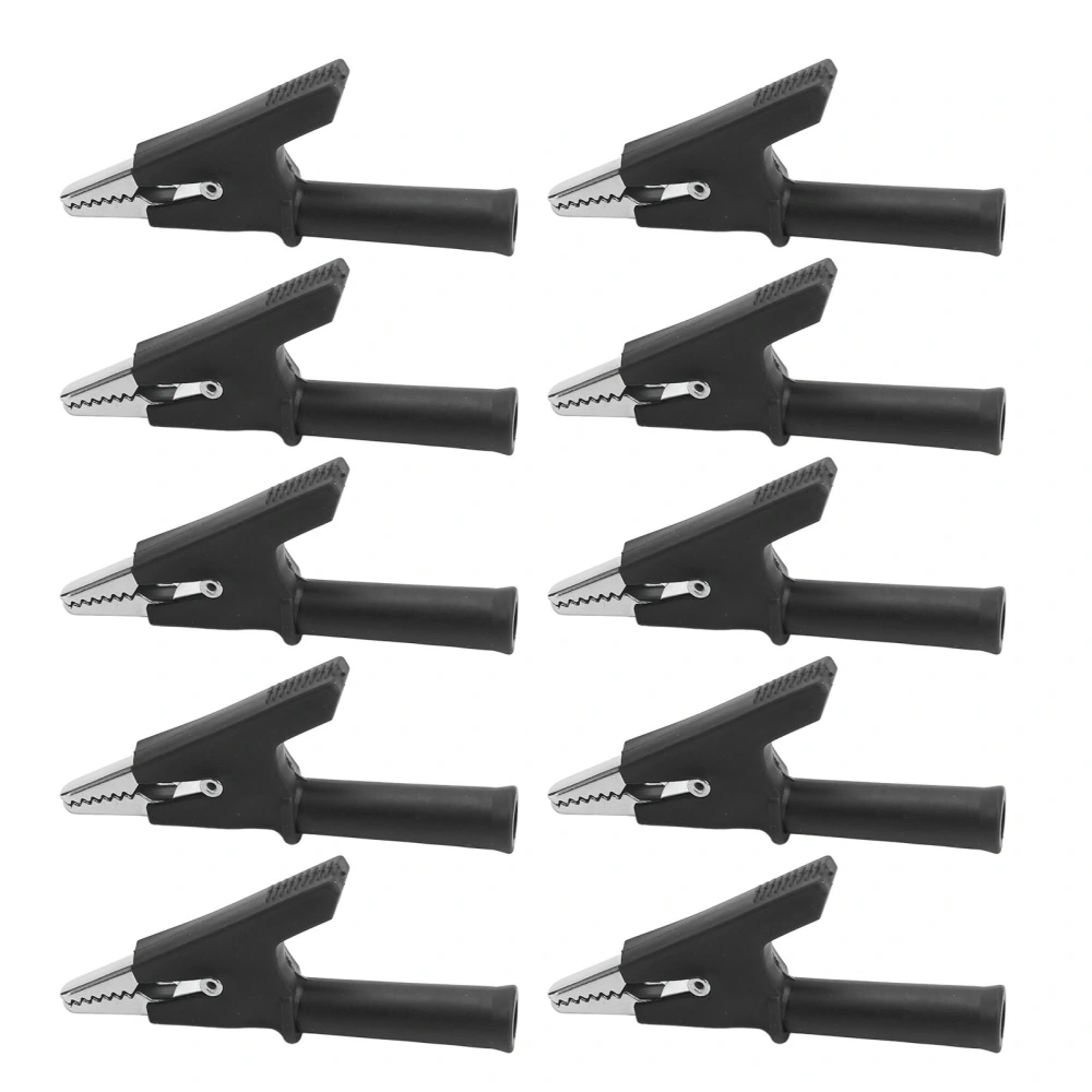 10Pcs Crocodile Clip Testing Clamp 10mm Opening 10A with 4mm Socket Accessory Set KitBlack