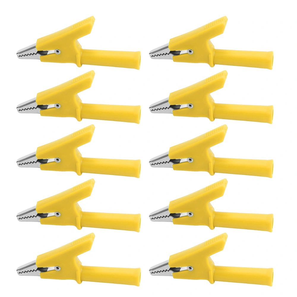 10Pcs Crocodile Clip Testing Clamp 10mm Opening 10A with 4mm Socket Accessory Set KitYellow