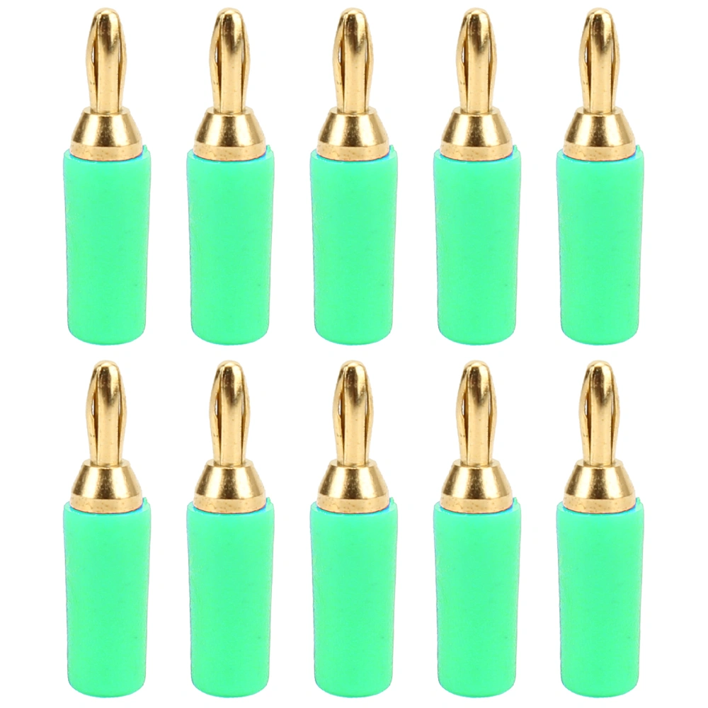 10PCS J.10007 2.5mm Brass Banana Plug Gold Plated Banana Plug Connector Instrument Test PlugGreen