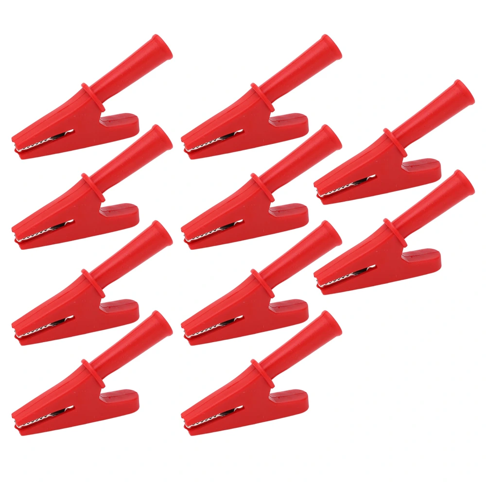 10Pcs Electric Test Clip 20A Rated Current 10mm Opening Test Clamp for Electronic Equipment Welding MachineryRed