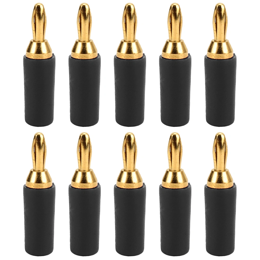 10PCS J.10007 2.5mm Brass Banana Plug Gold Plated Banana Plug Connector Instrument Test PlugBlack