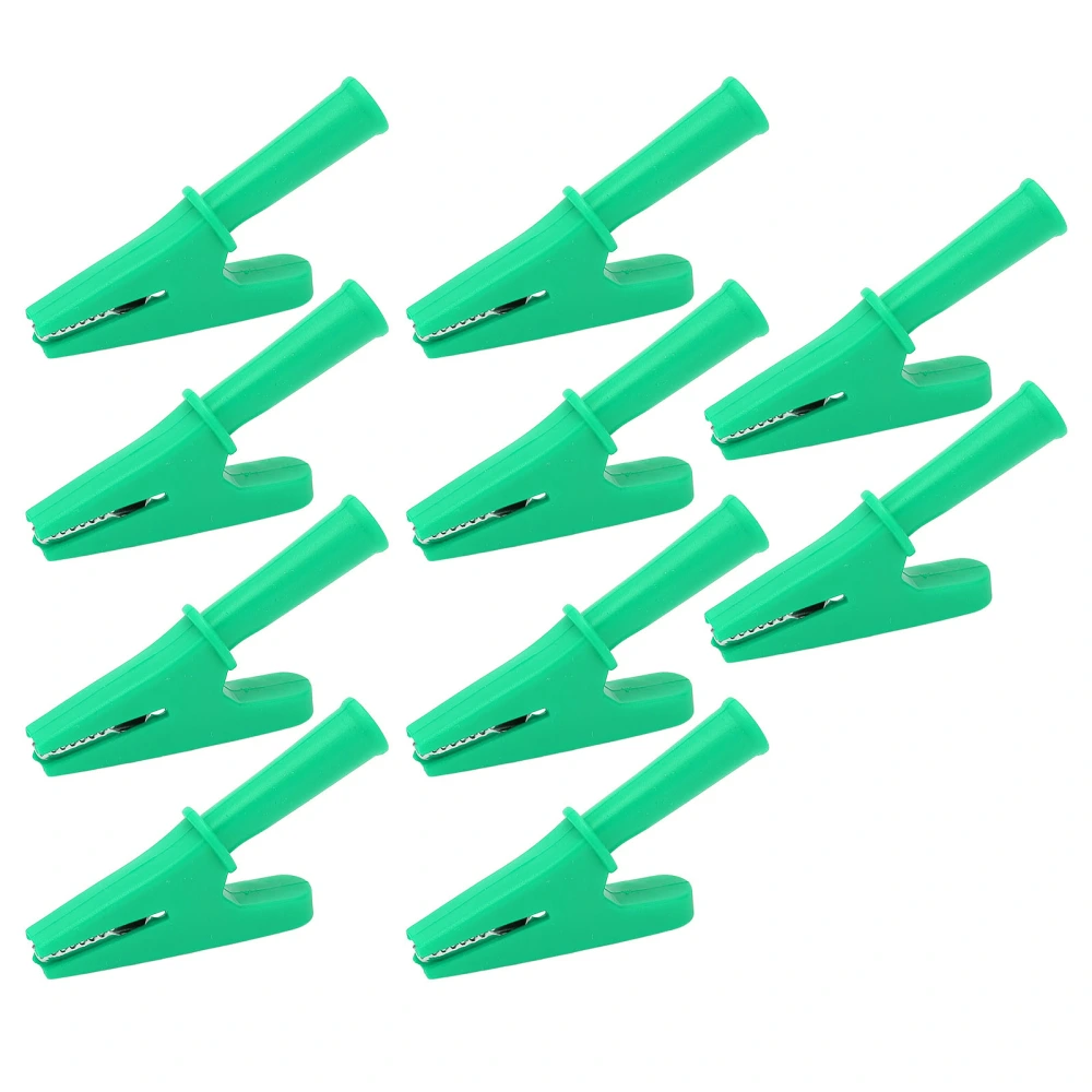 10Pcs Electric Test Clip 20A Rated Current 10mm Opening Test Clamp for Electronic Equipment Welding MachineryGreen