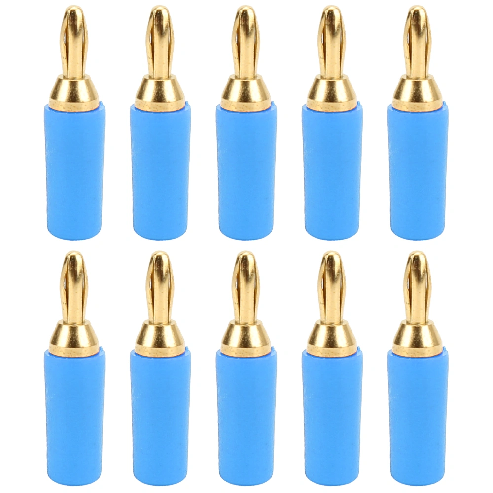 10PCS J.10007 2.5mm Brass Banana Plug Gold Plated Banana Plug Connector Instrument Test PlugBlue