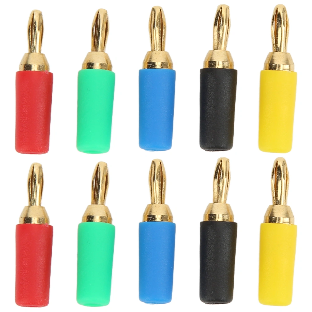 2set Banana Plug 2.5mm/0.1in 4 Leaf Type 5 Color Screwed Welded Fixing Brass Gold Plated Electrical Connector