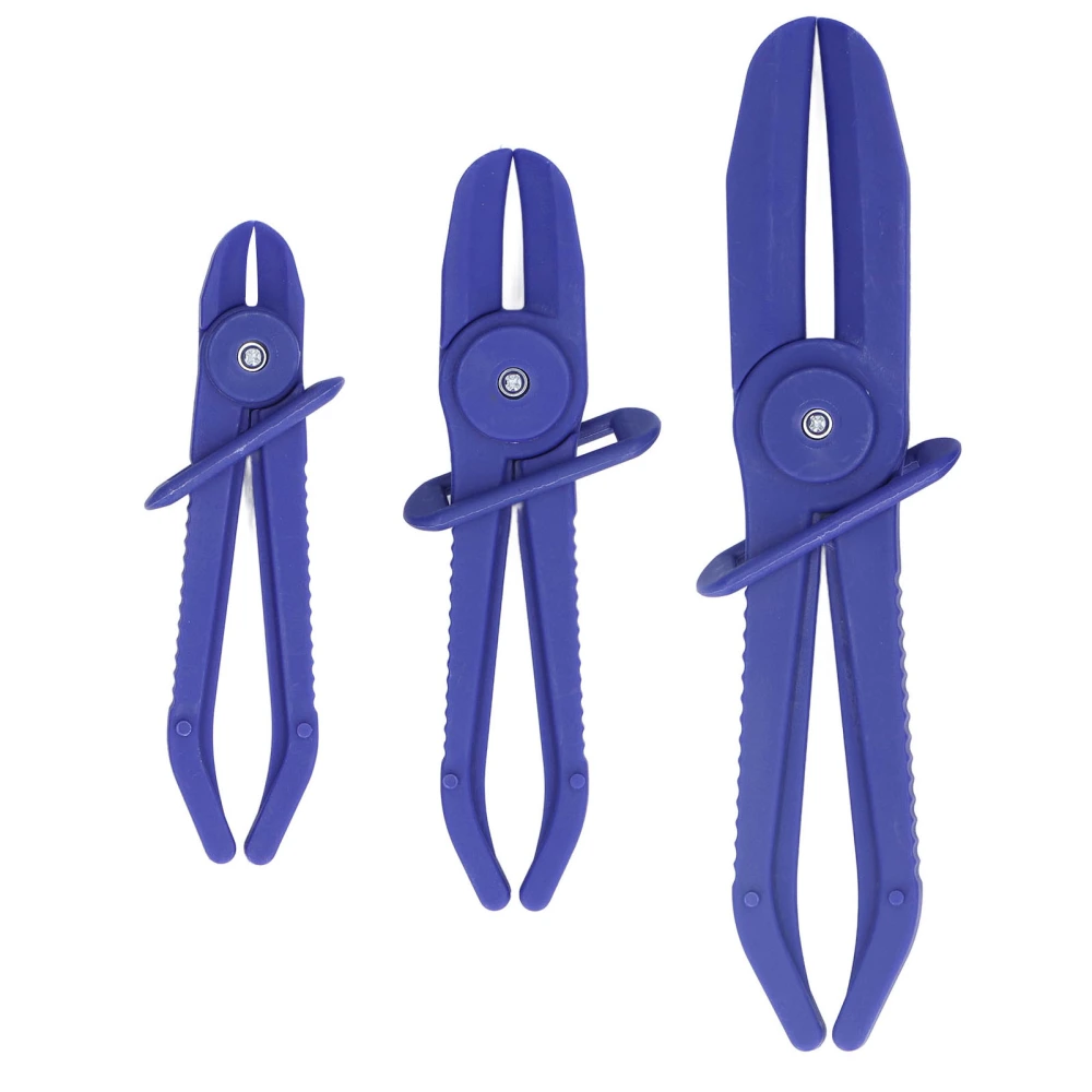 3PCS Flexible Hose Line Pliers Set Insulated Nylon Brake Fuel Hose Clamps Multiple Sizes Blue