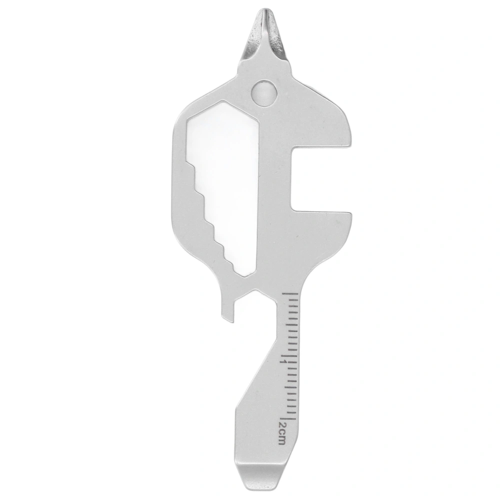 Fish Shaped Pocket Tool Stainless Steel Multitool Outdoor Keychain Bottle Opener Wrench RulerGray