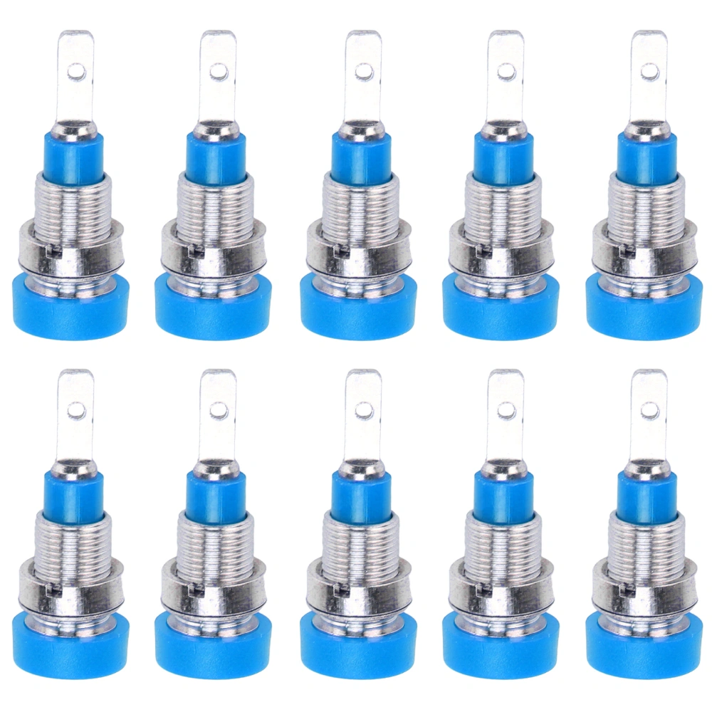 10Pcs Banana Socket Brass 2mm Panel Socket Connector Terminals for Electronic Industrial EquipmentBlue