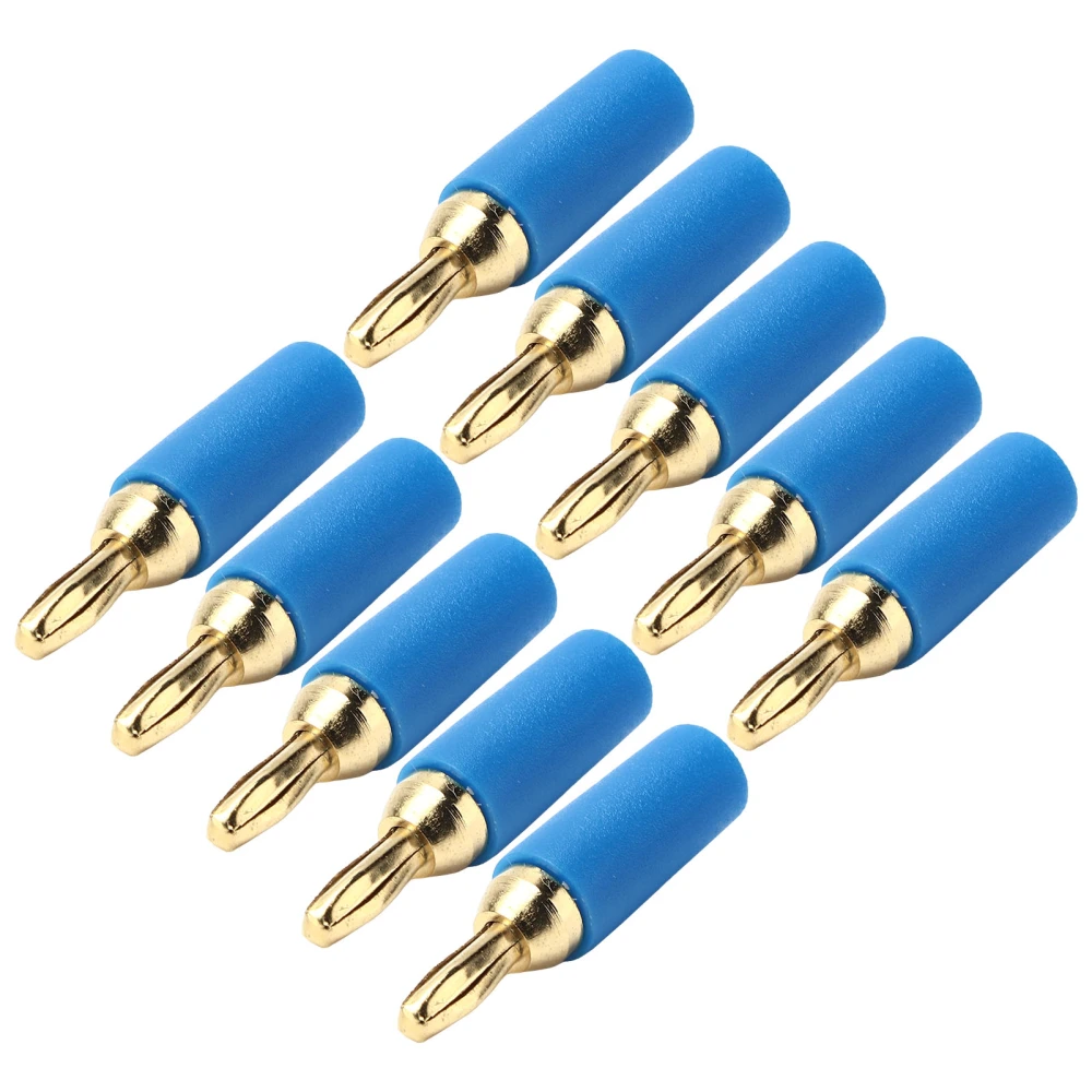 10Pcs Banana Plug 2.5mm Gold Plated Brass Solder Type Male Connector Accessory Set KitBlue