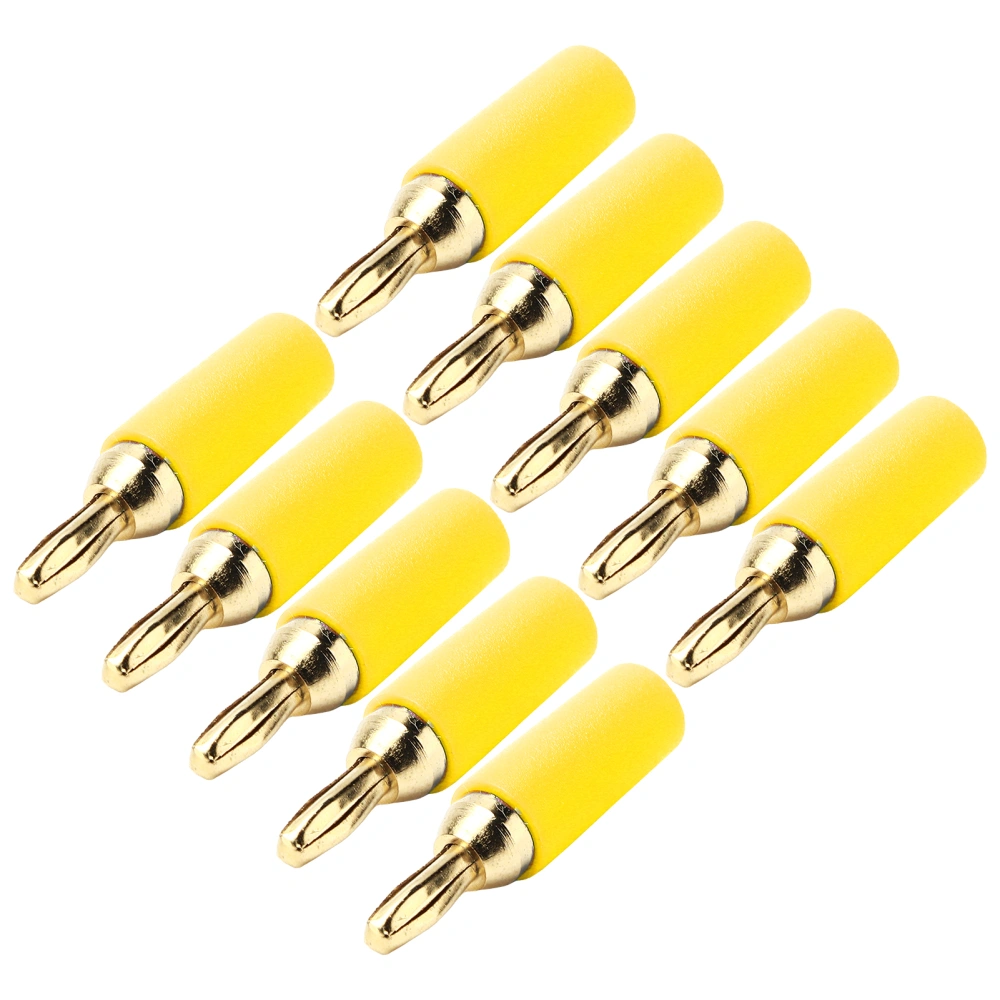 10Pcs Banana Plug 2.5mm Gold Plated Brass Solder Type Male Connector Accessory Set KitYellow