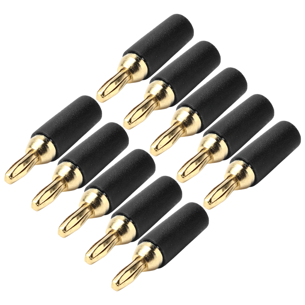 10Pcs Banana Plug 2.5mm Gold Plated Brass Solder Type Male Connector Accessory Set KitBlack