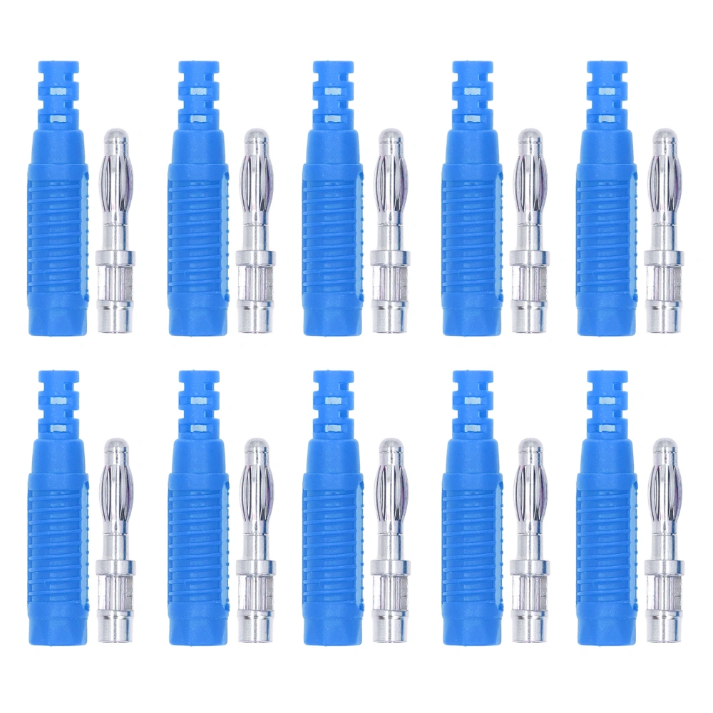 10 Set Banana Male Plug Brass PA Jack Connector Press Fit Insulation Tube Probe Adapter J.10031Blue