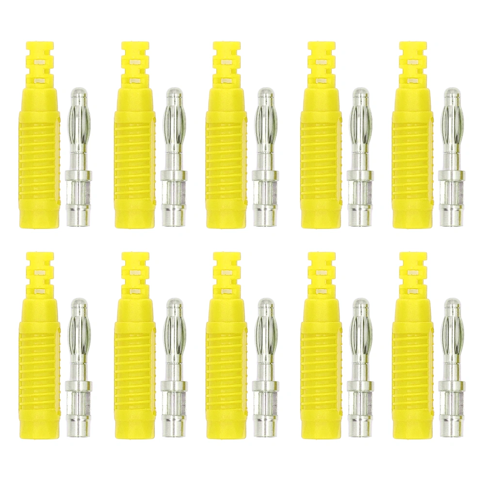 10 Set Banana Male Plug Brass PA Jack Connector Press Fit Insulation Tube Probe Adapter J.10031Yellow