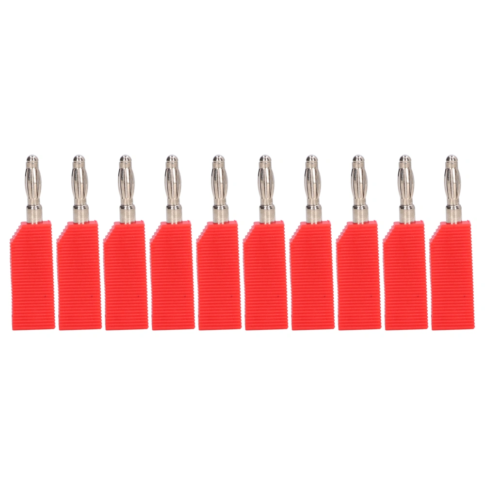 10PCS 4mm Banana Plug PE Brass No Soldering Connectors Electrical Testing Accessories J.10030Red