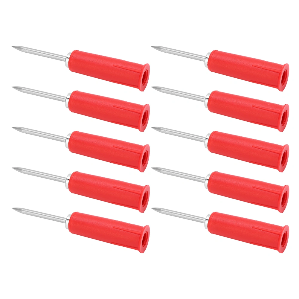 10pcs Banana Jack Wire Piercing Probe PVC Appearance 2mm/0.08in to 4mm/0.16in Conversion Insulation Pins for MultimeterRed