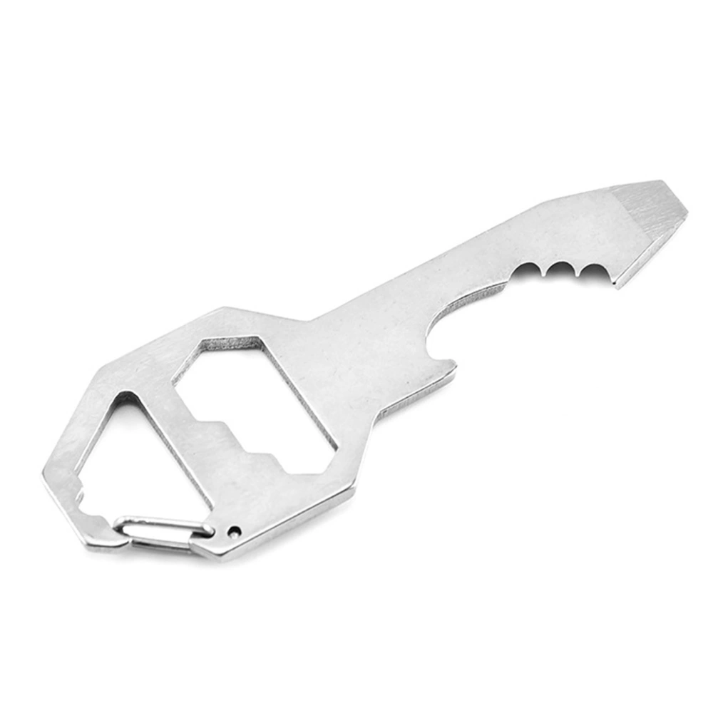 Multifunctional Stainless Steel Keychain Tool Including Bottle Opener Hex Wrench ScrewdriverSilver