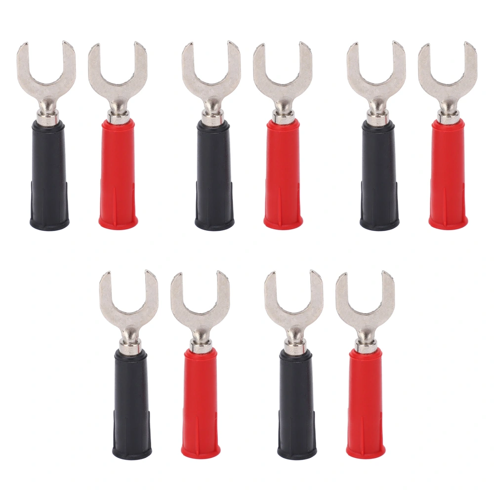 10pcs Fork Spade Wire Connectors PVC Brass Material 8mm/0.3in Y Type 4mm/0.2in Hole U Type Banana Plug 30Vac‑60Vdc