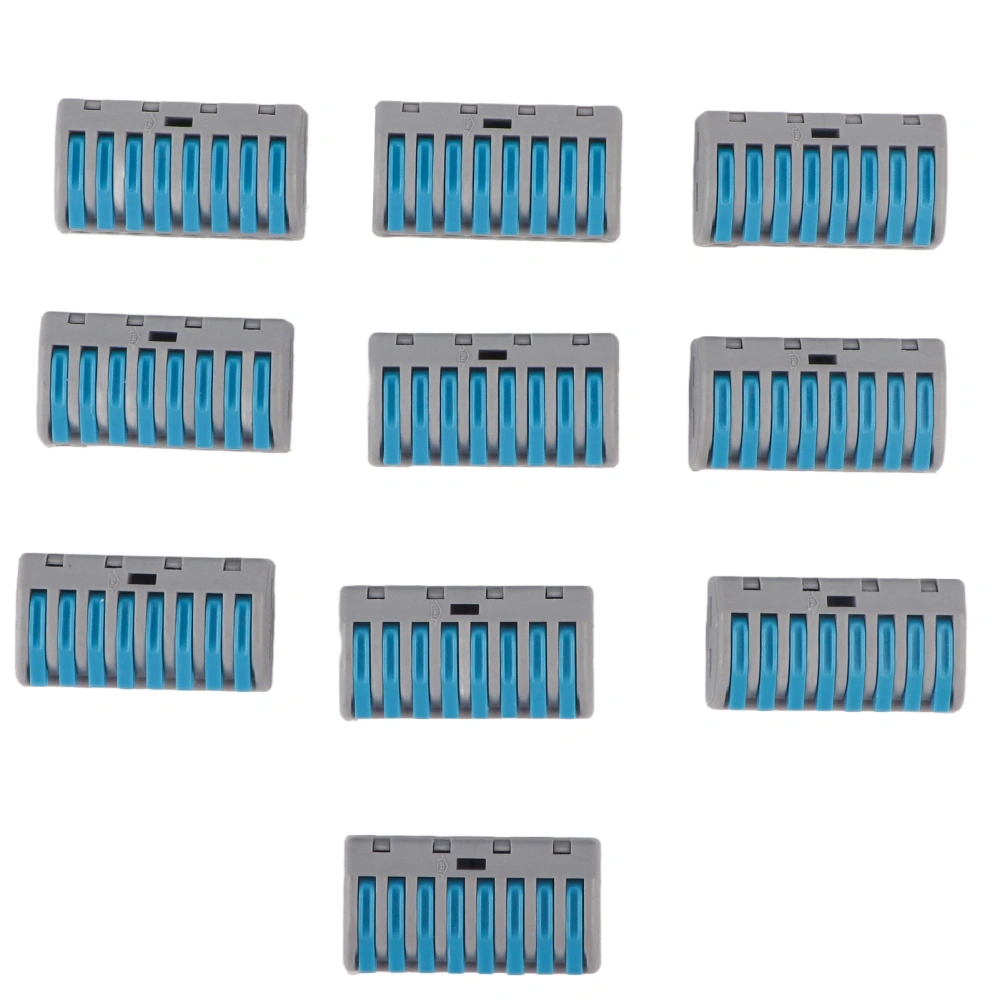 10Pcs Wire Conductor Connector 5 Port Lever Splicing Terminal Set Kit for WiringBlue