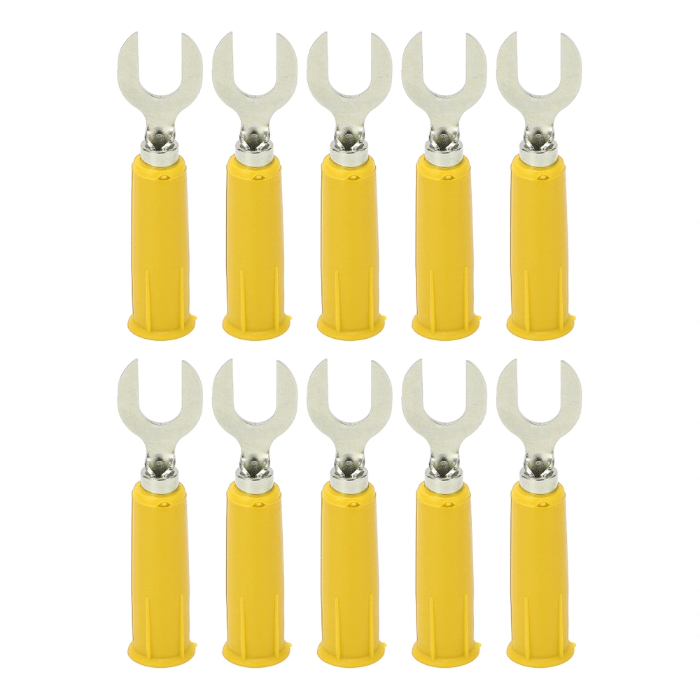 10Pcs J.20019 6mm U Shape Insert Plug High Pressure Resistant Y Type Banana Plug for Electronic Industrial EquipmentYellow