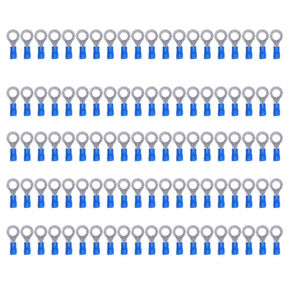 100Pcs Pre Insulated Ring Terminals Copper PVC Crimp Terminal Connectors for Machinery AWG 16‑14
