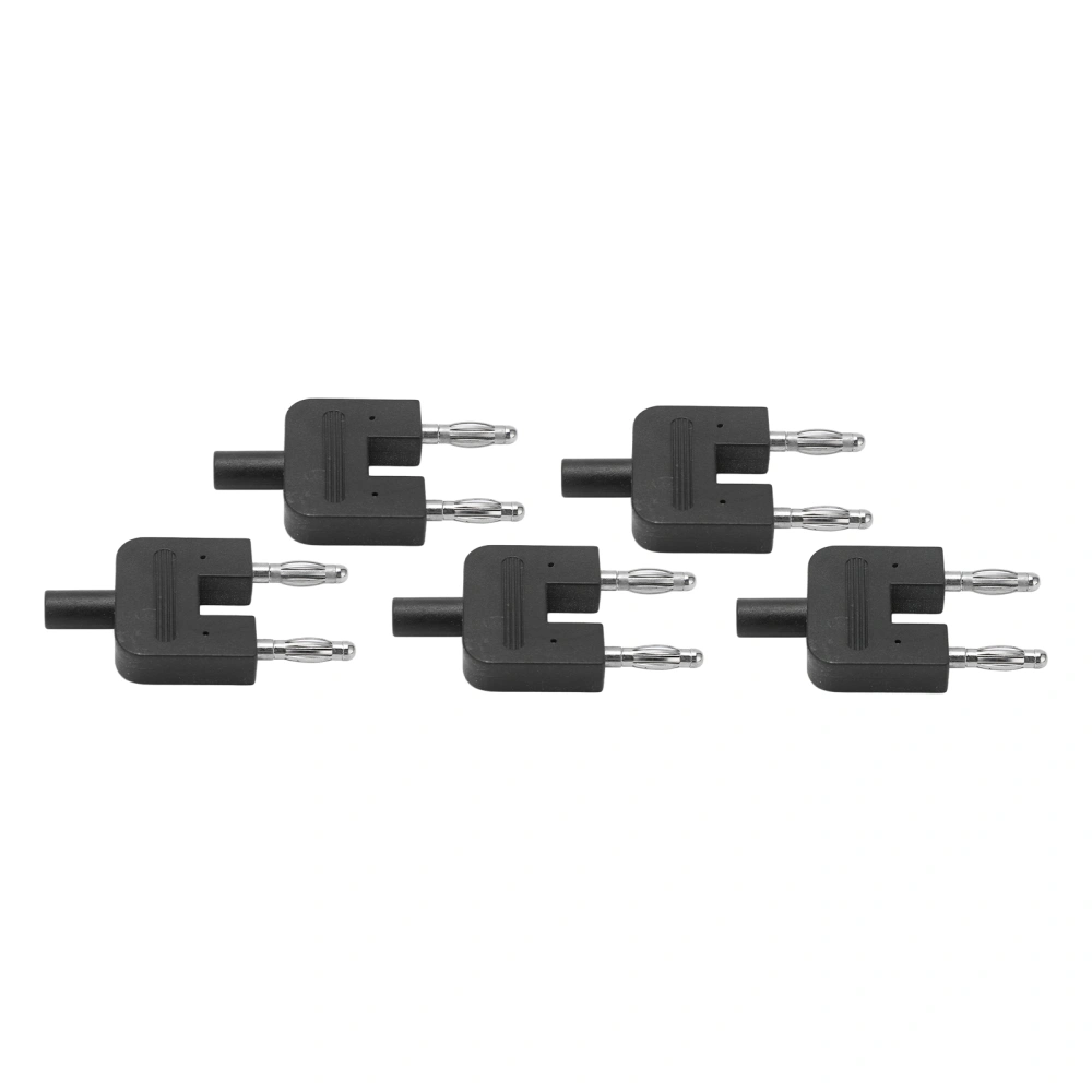 5Pcs Dual Banana Plug Double Row 1 Female to 2 Male Strong Connectivity Good Conductivity Banana PlugBlack